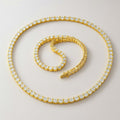 Gold Moissanite Tennis Necklace and Bracelet Set, Gold Plated Sterling Silver, both pieces together
