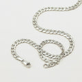 Mens Cuban Link Chain and Bracelet Set, Solid 925 Sterling Silver, both pieces together