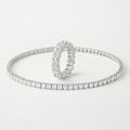 Silver oval moissanite eternity ring and moissanite tennis bracelet set