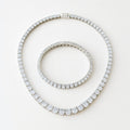 Moissanite Tennis Necklace and Bracelet Set in 925 Sterling Silver, both pieces together